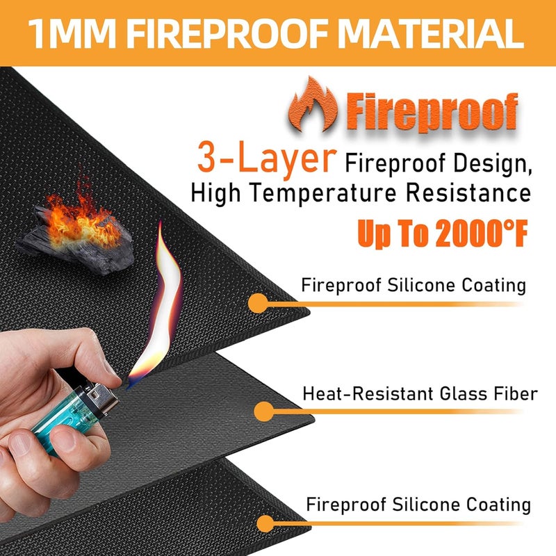 TOHONFOO 90 x 48 in Under Grill Mat Compatible with Blackstone 28in & 36in Griddle - Fireproof BBQ Mats for Grilling to Protect The Deck, Patio, Pavers - Griddle Mat Compatible with Blackstone - 1mm - Image 3